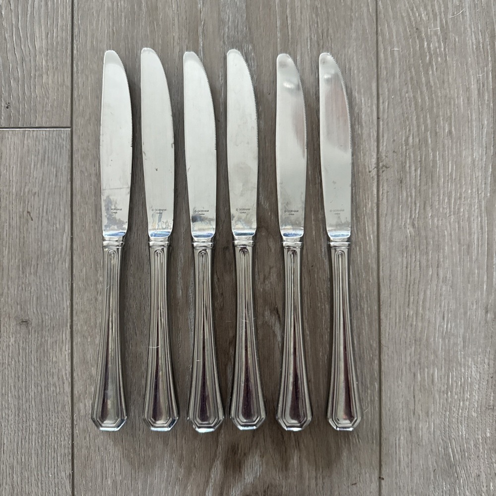 FAIRVIEW Gorham Stainless Dinner Knives Knife 18/8 Flatware Set of 6